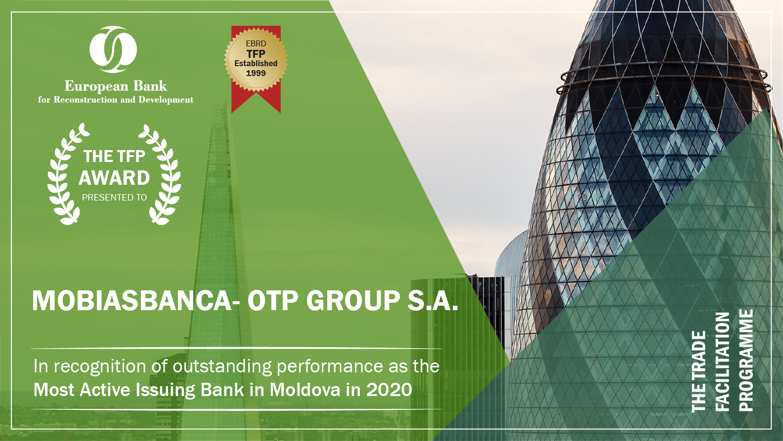 Contribuția Mobiasbanca – OTP Group în facilitarea comerțului, apreciată la nivel internațional